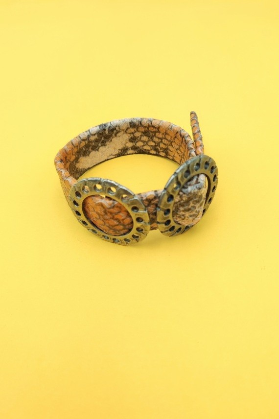 Pulsera piel Serpiente naranja