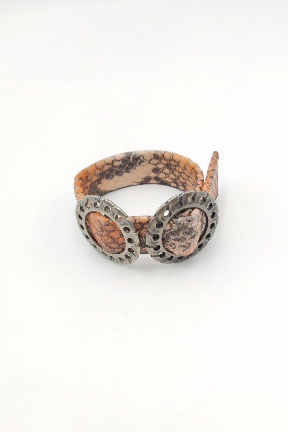 Pulsera piel Serpiente naranja