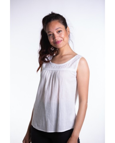 Blusa crepe de algodón sin mangas Samarkanda Blusa crepe de algodón sin mangas Samarkanda