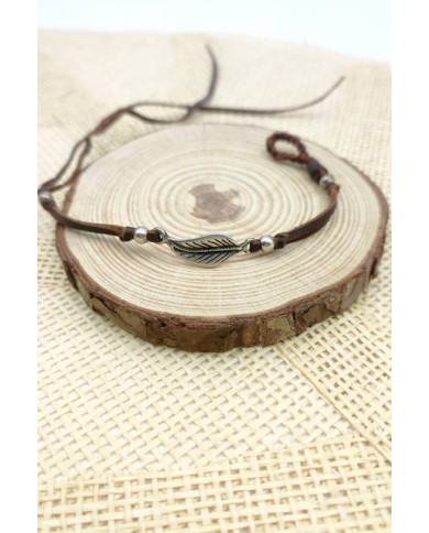 Pulsera cuero hoja zamak Leaf