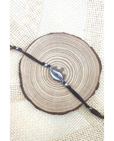 Pulsera Cuero Hoja Zamak Leaf