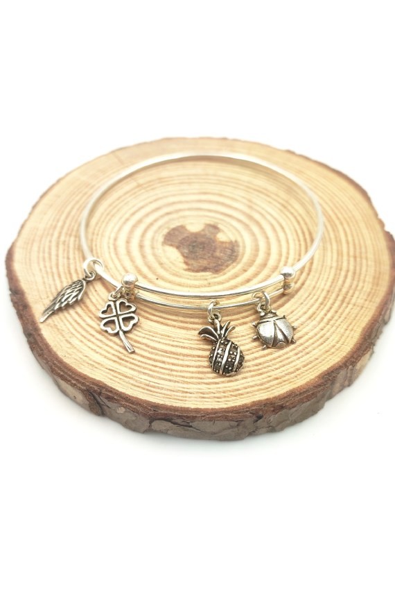 Pulsera Aro Plata Abalorios