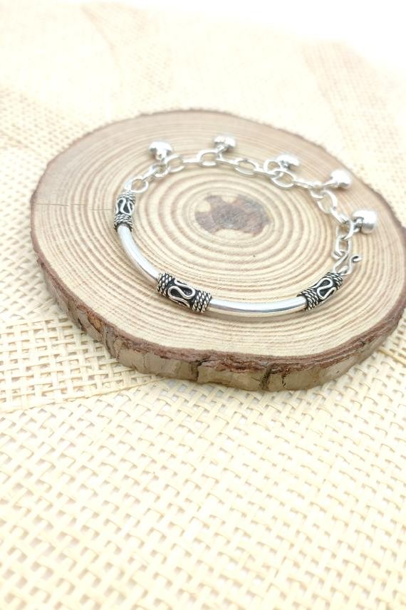 Pulsera aro cadena plata Heart