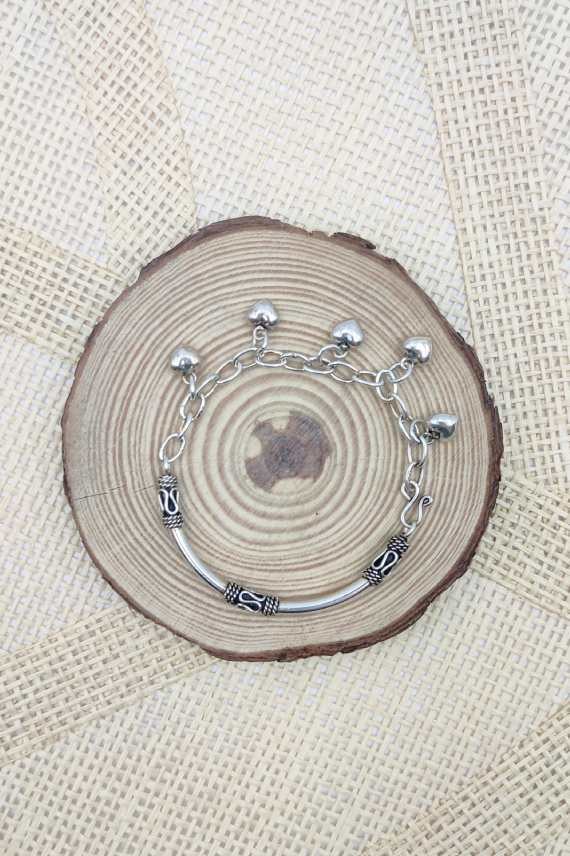 Pulsera aro cadena plata Heart