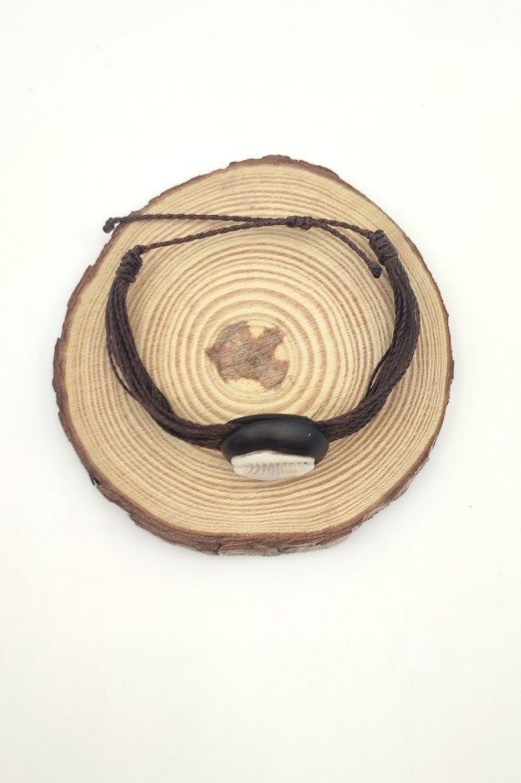 Pulsera Cuero Cauri Macramé