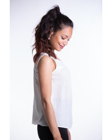 Blusa crepe de algodón sin mangas Samarkanda Blusa crepe de algodón sin mangas Samarkanda