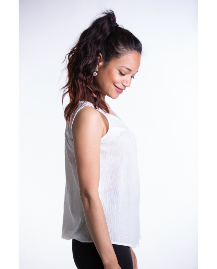 Blusa crepe blanca new arrivals