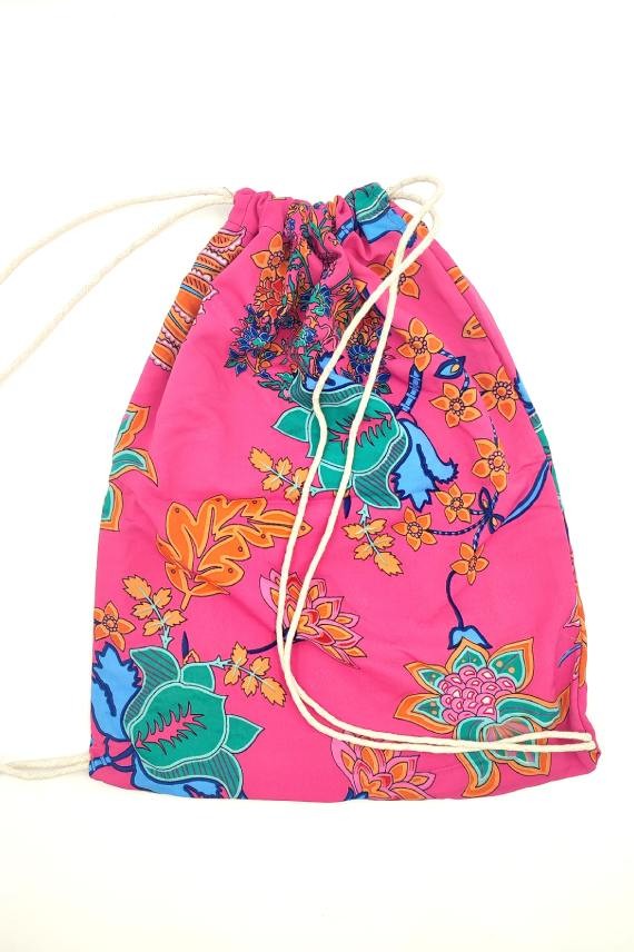 Mochila Saco seda flor rosa Mochila Saco seda flor rosa