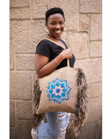 Bolso Rafia Bordado Mandala