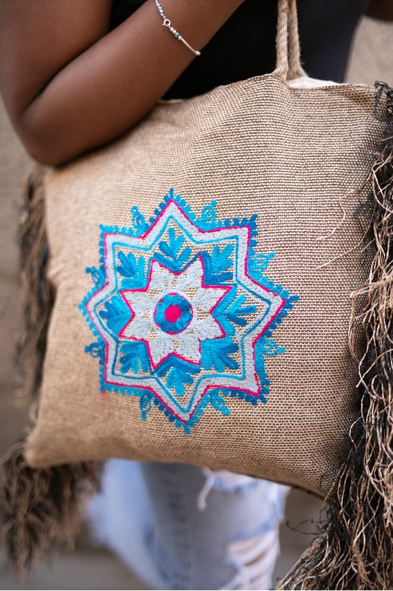 Bolso Rafia Bordado Mandala Bolso Rafia Bordado Mandala