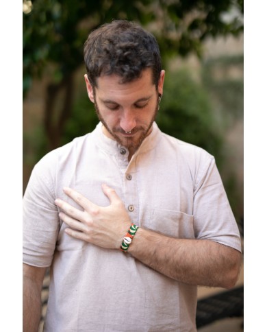 Pulsera Cuero Wax Kenema amarillo