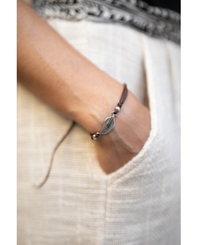 Pulsera cuero hoja zamak Leaf