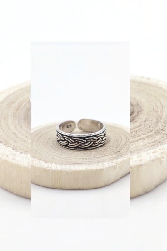 Anillo aro midi Trenza plata Anillo aro midi Trenza plata