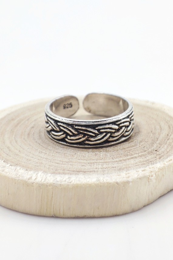 Anillo aro midi Trenza plata Anillo aro midi Trenza plata