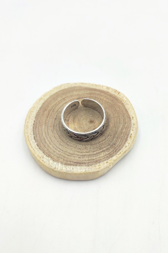 Anillo aro midi Trenza plata Anillo aro midi Trenza plata