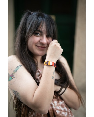 Pulsera Cuero Wax Kenema amarillo