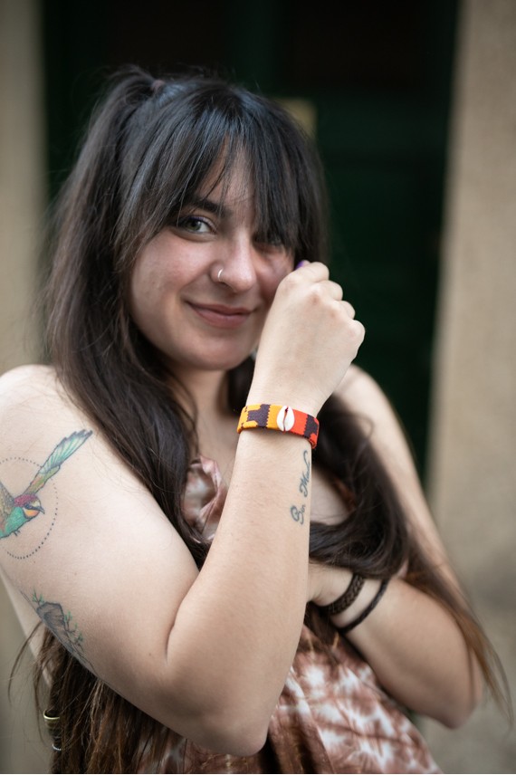 Pulsera Cuero Wax Kenema amarillo