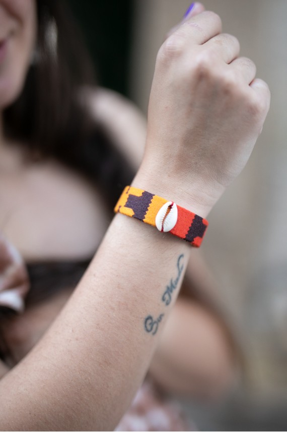 Pulsera Cuero Wax Kenema amarillo