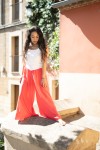 Pantalón viscosa liso ancho cintura elástica