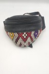 Riñonera Negra Piel y Kilim Vintage