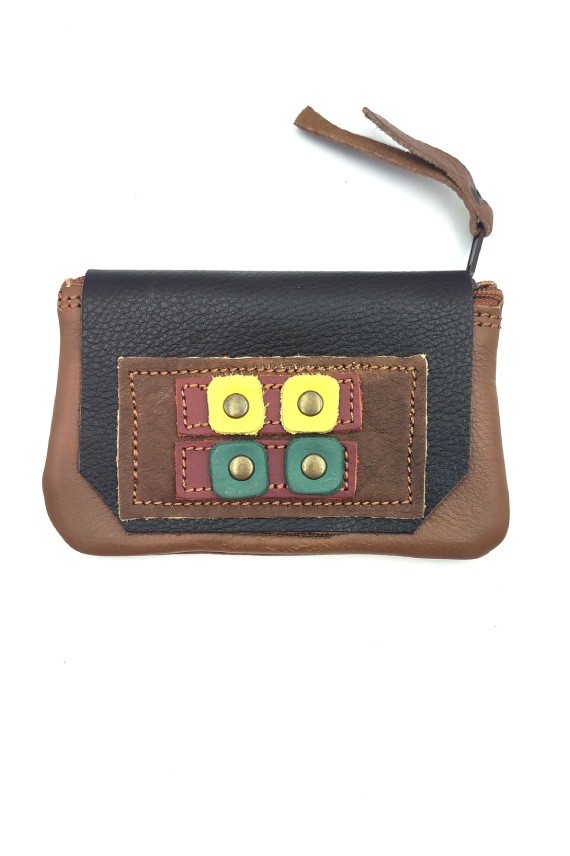 Monedero piel cuatro cuadrados A