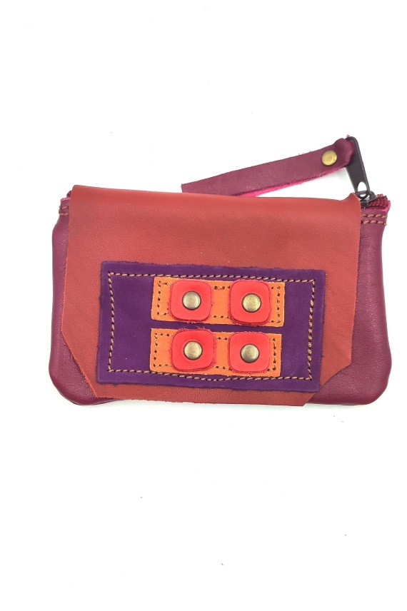 Monedero piel cuatro cuadrados B Monedero piel cuatro cuadrados B