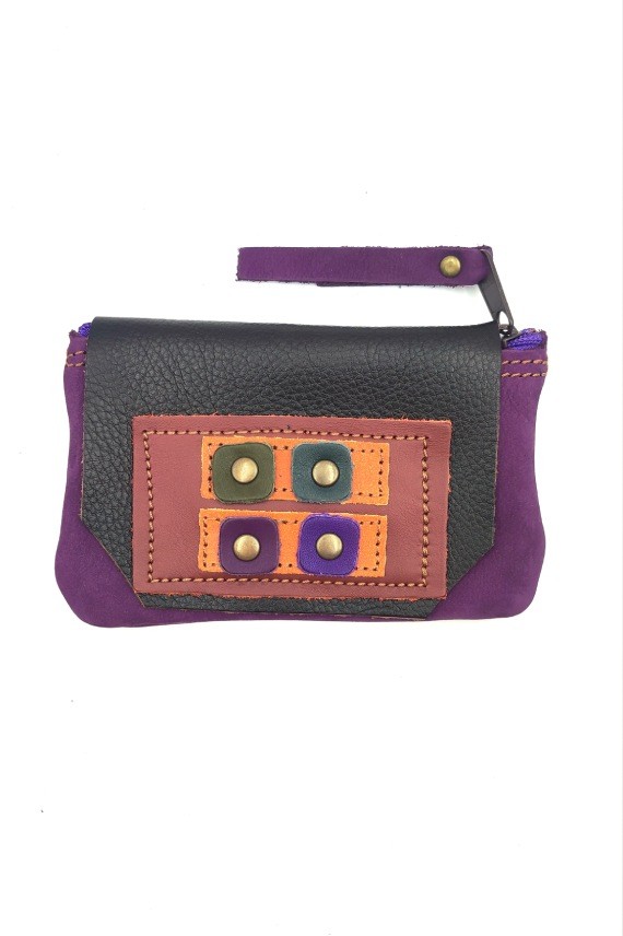 Monedero piel cuatro cuadrados B Monedero piel cuatro cuadrados B