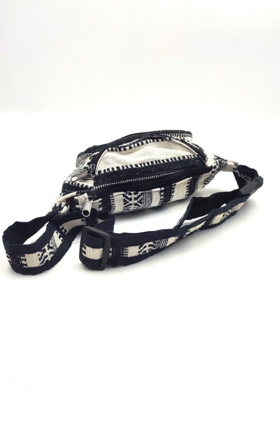 Riñonera Nepalí Étnica Blanco y Negro