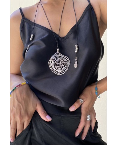 Collar largo Rosa zamak