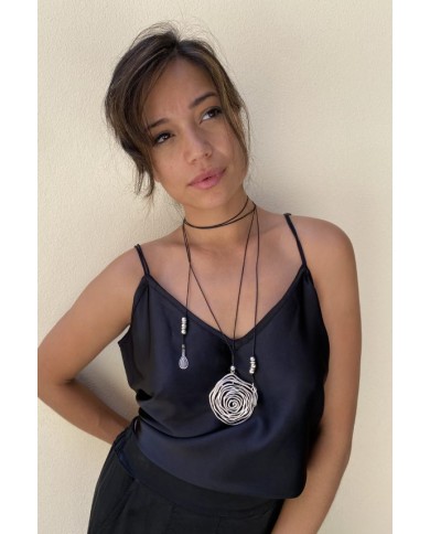 Collar largo Rosa zamak