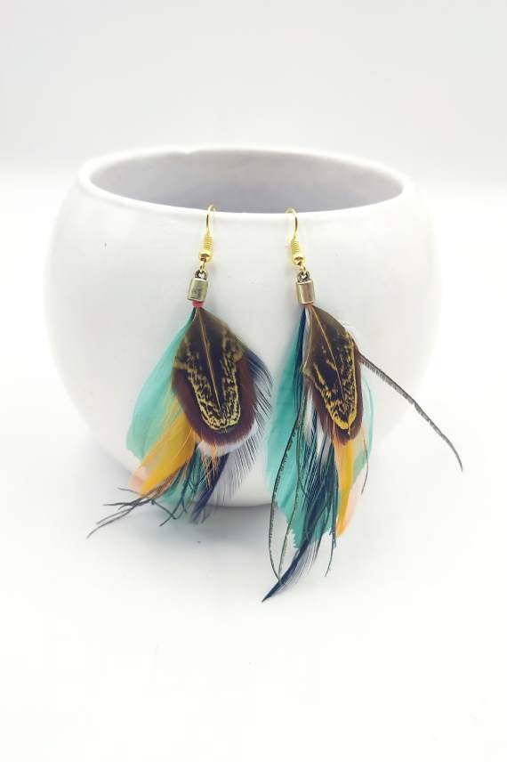 Pendientes Pluma Feathers Oro Pendientes Pluma Feathers Oro