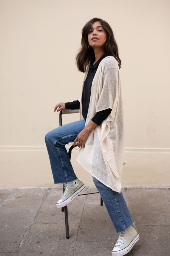 Kimono algodón redecilla