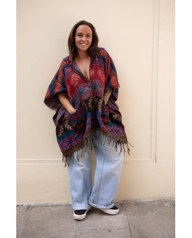 Poncho Étnico Colossus Capucha Multicolor Poncho Étnico Colossus Capucha Multicolor