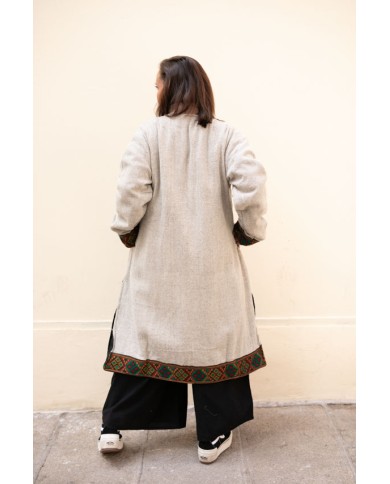 Chaquetón Étnico Lana forro algodón jaspeado beige Chaquetón Étnico Lana forro algodón jaspeado beige