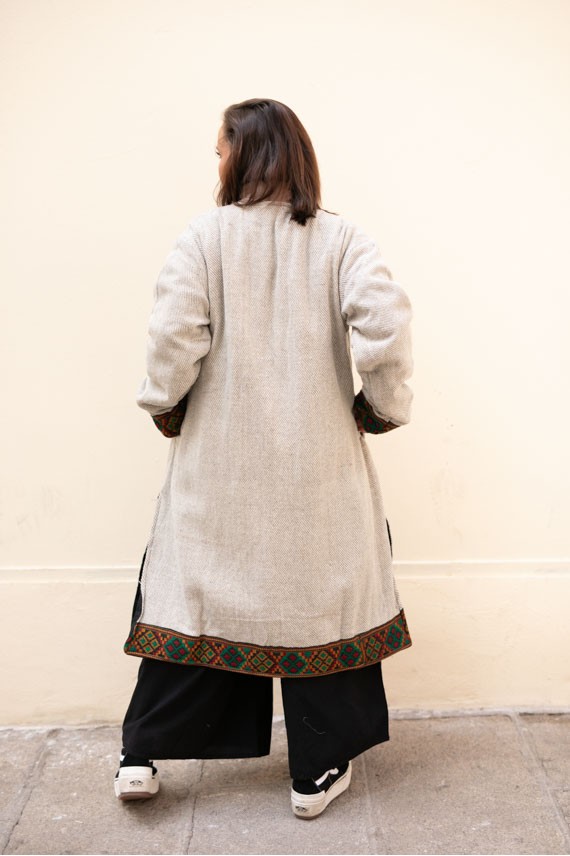 Chaquetón Étnico Lana forro algodón jaspeado beige Chaquetón Étnico Lana forro algodón jaspeado beige