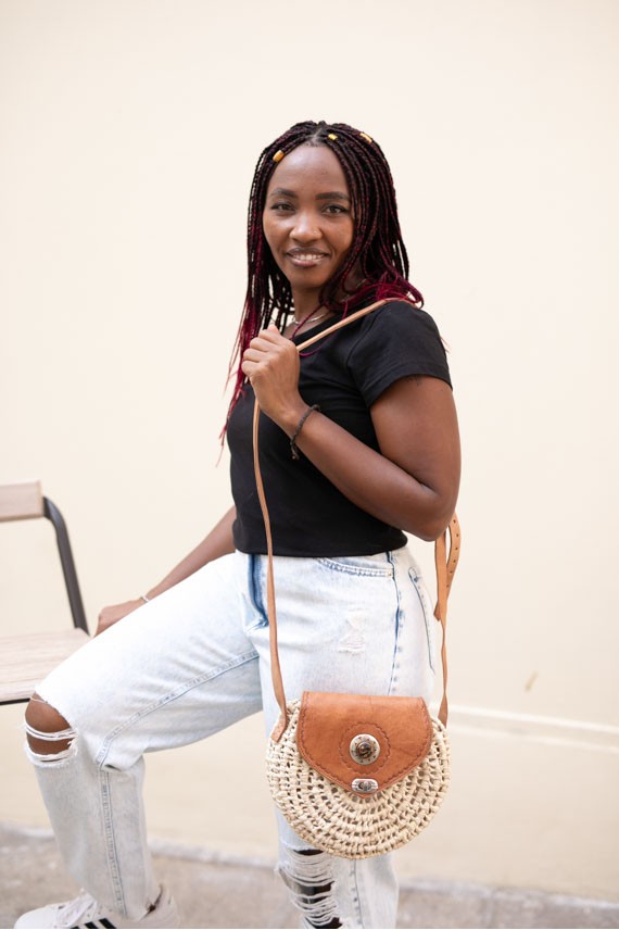 Bolso redondo palma ámbar Mckennitt