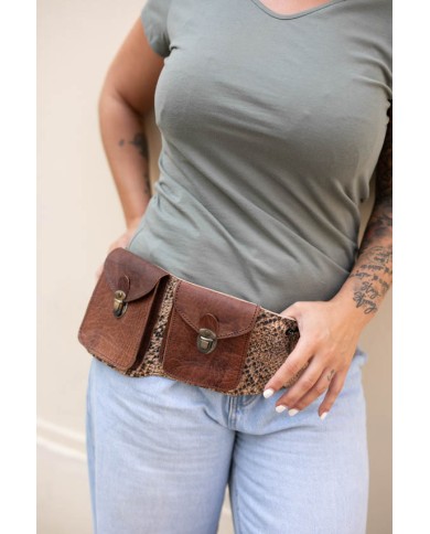 Riñonera cinturón piel animal print snake Riñonera cinturón piel animal print snake