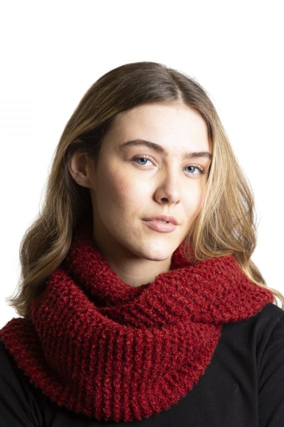 Cuello Doble vuelta Chenilla unisex Mostaza y Burdeos