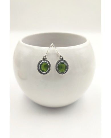 Pendientes plata Peridoto redondo