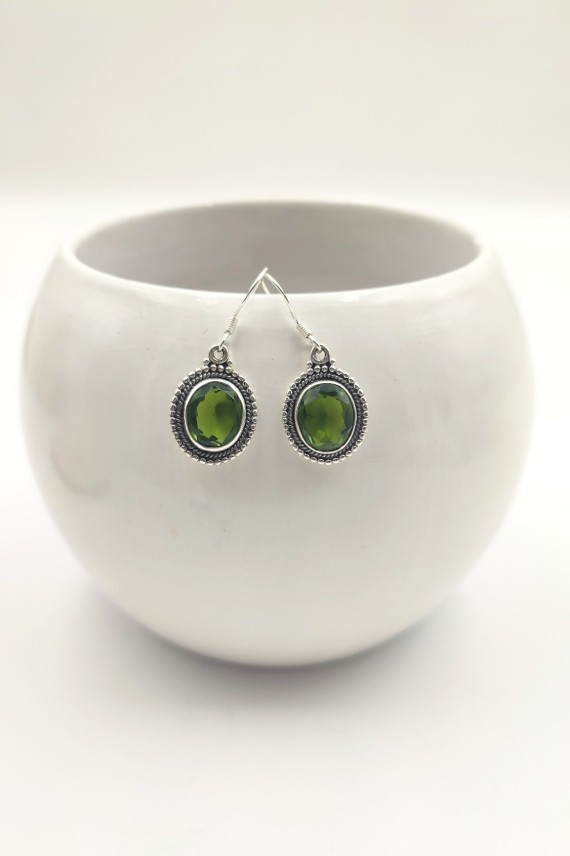 Pendientes plata Peridoto redondo Pendientes plata Peridoto redondo