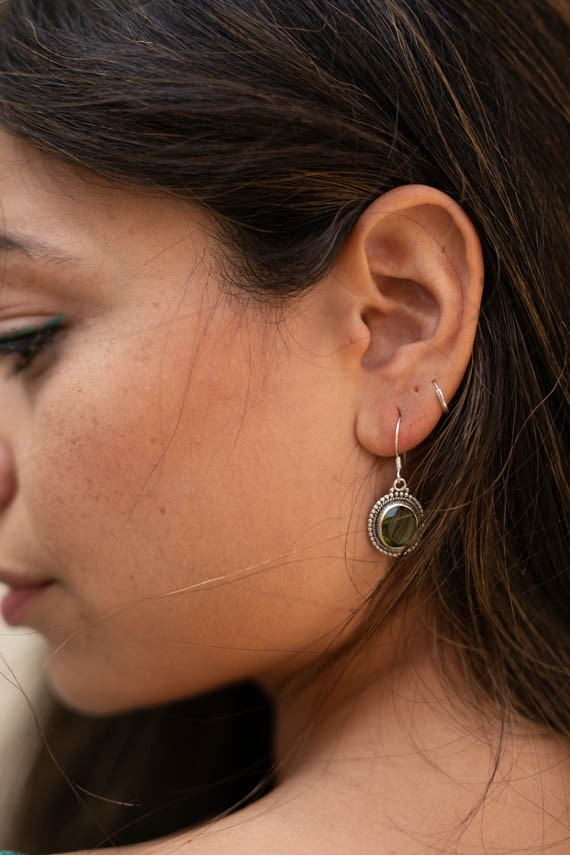 Pendientes plata Peridoto redondo Pendientes plata Peridoto redondo