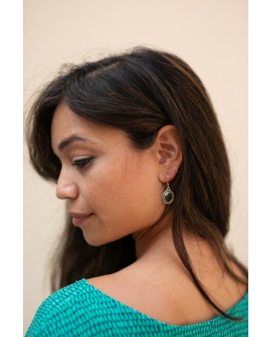 Pendientes plata Peridoto redondo