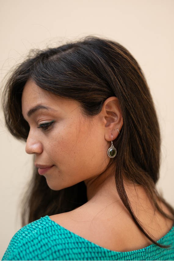 Pendientes plata Peridoto redondo Pendientes plata Peridoto redondo