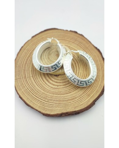 Aros Plata Greca Ovalados Serrata