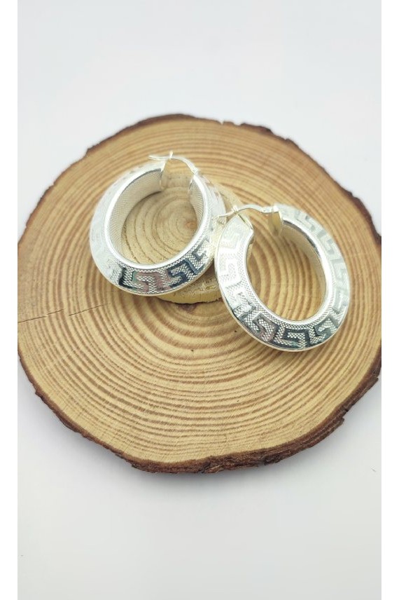 Aros Plata Greca Ovalados Serrata Aros Plata Greca Ovalados Serrata