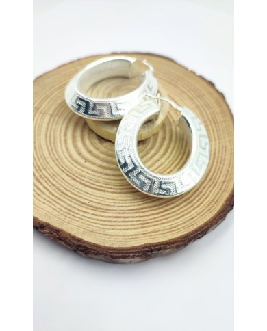 Aros Plata Greca Ovalados Serrata