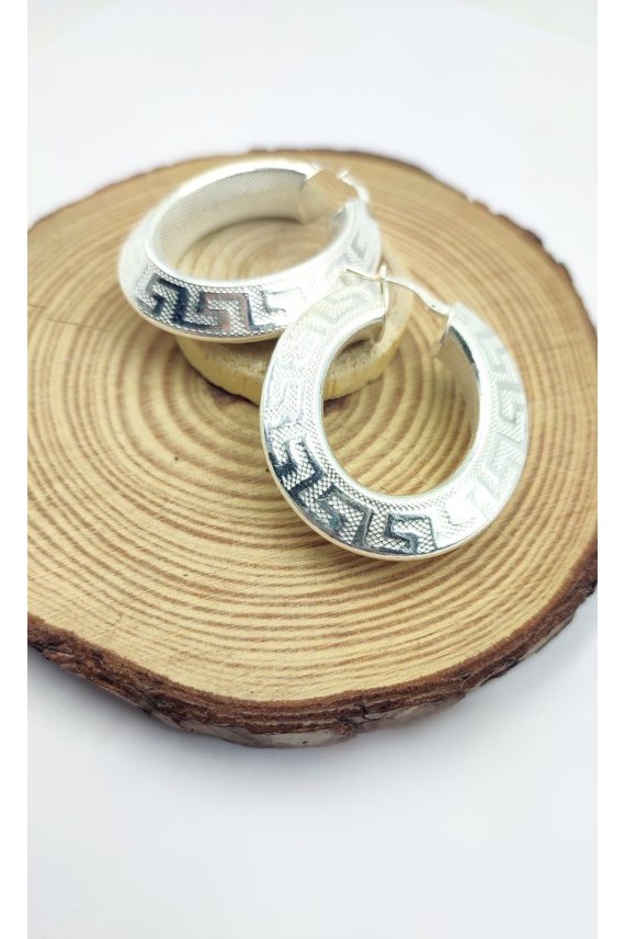 Aros Plata Greca Ovalados Serrata Aros Plata Greca Ovalados Serrata