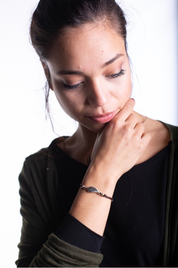 Pulsera Cuero Hoja Zamak Leaf
