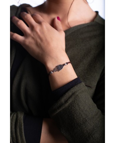 Pulsera cuero mano de Fátima zamak