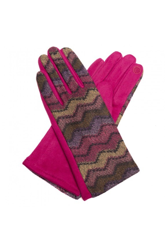 Guantes Antelina Zig Zag Rosa Dedos Táctiles
